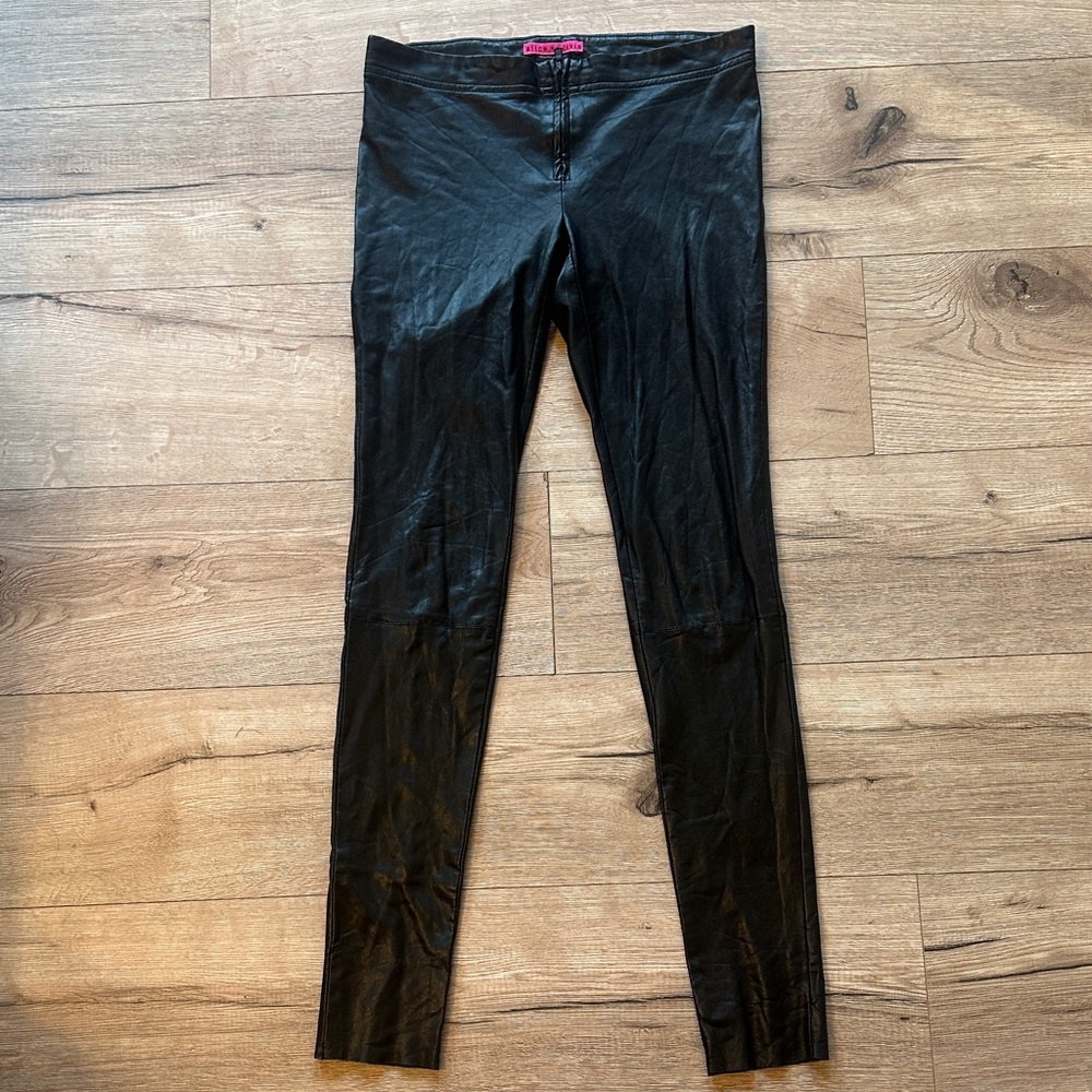 Alice and Olive  Black Pleather Leggings Size 2
